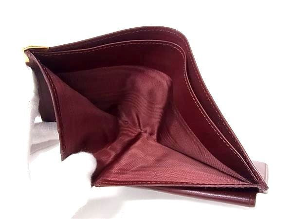 Cartier カルティエ 二つ折り財布 マストライン 73184192 ボルドー系 カーフレザー ユニセックス ゴールド金具 超美品