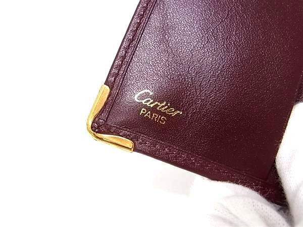 Cartier カルティエ 二つ折り財布 マストライン 73184192 ボルドー系 カーフレザー ユニセックス ゴールド金具 超美品