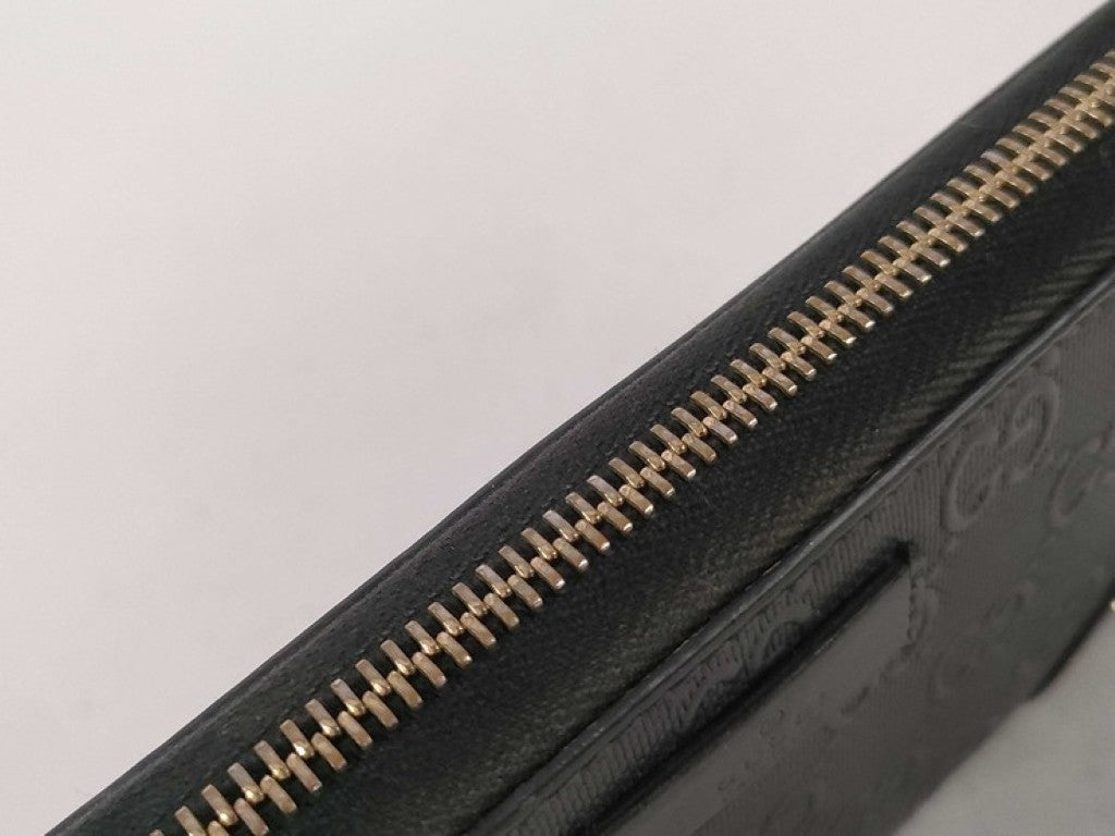 GUCCI グッチ 長財布 ディアマンテ 354487 ブラック系 PVC レザー メンズ GG柄 エンボス スタッズ ラウンドファスナー ゴールド金具 美品