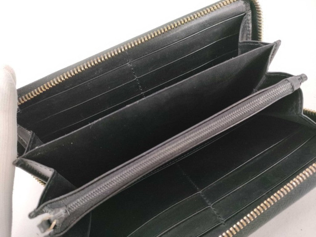 GUCCI グッチ 長財布 ディアマンテ 354487 ブラック系 PVC レザー メンズ GG柄 エンボス スタッズ ラウンドファスナー ゴールド金具 美品