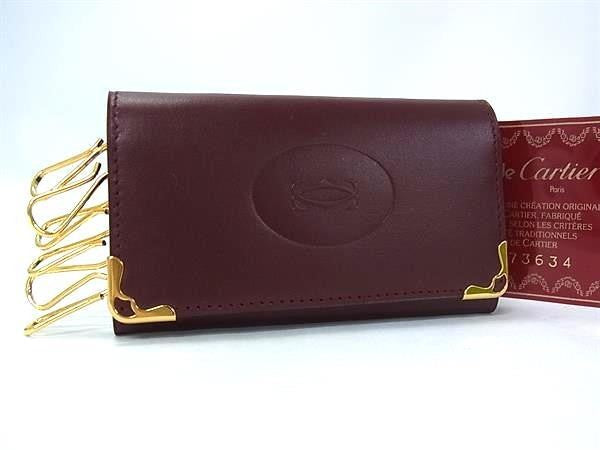 CARTIER カルティエ キーケース マストライン ボルドー系 レザー ユニセックス ゴールド金具 6連 超美品