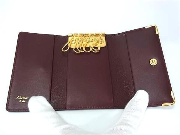 CARTIER カルティエ キーケース マストライン ボルドー系 レザー ユニセックス ゴールド金具 6連 超美品