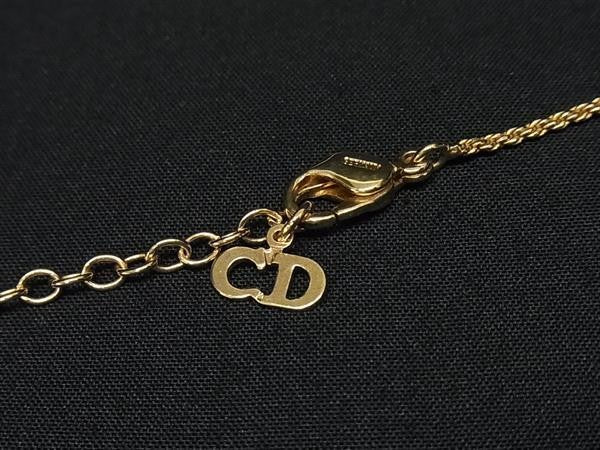 Christian Dior クリスチャンディオール ネックレス ゴールド系 × ブルー系 メタル ラインストーン レディース ペンダント 超美品