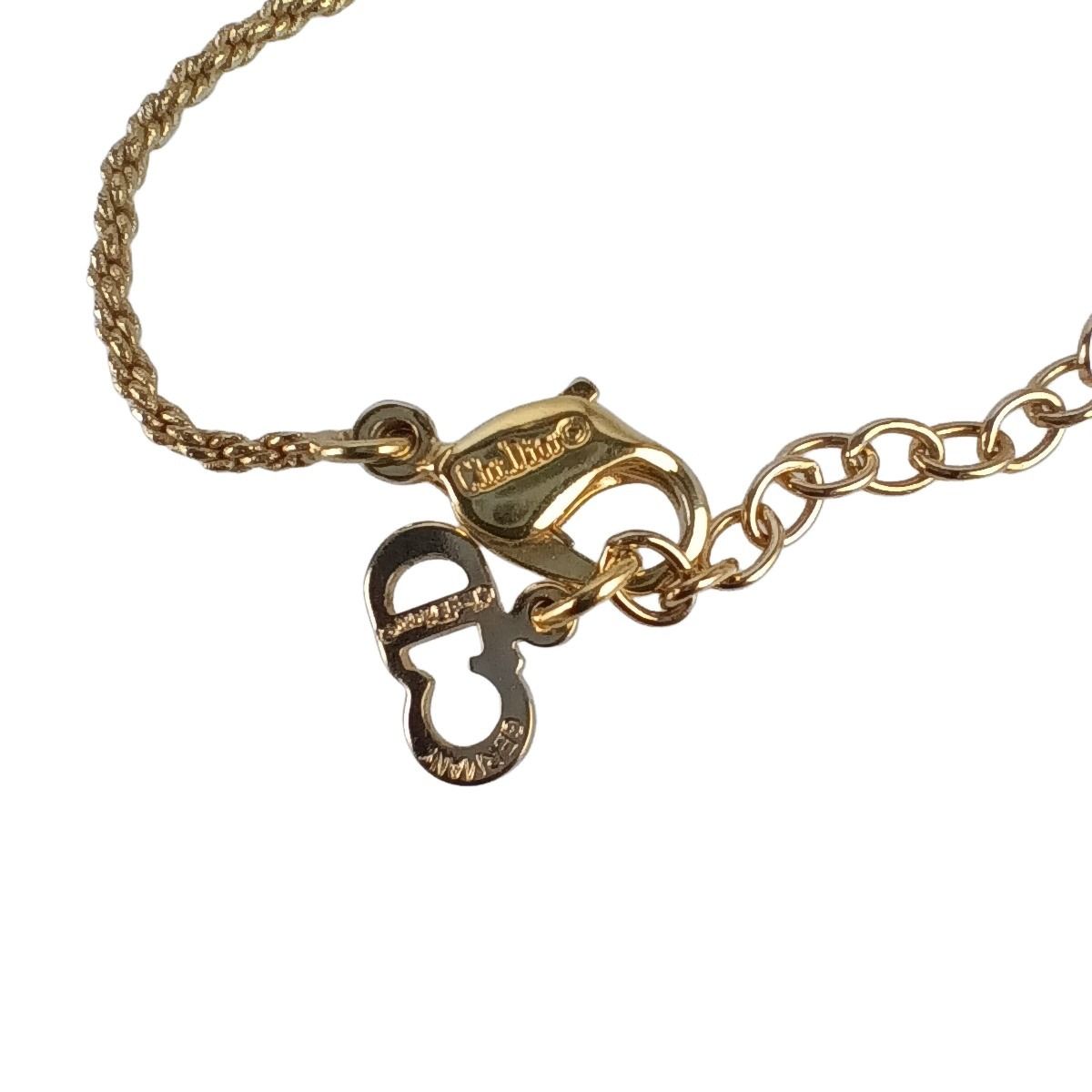 Christian Dior クリスチャンディオール ネックレス ゴールド系 × ブルー系 メタル ラインストーン レディース ペンダント 超美品