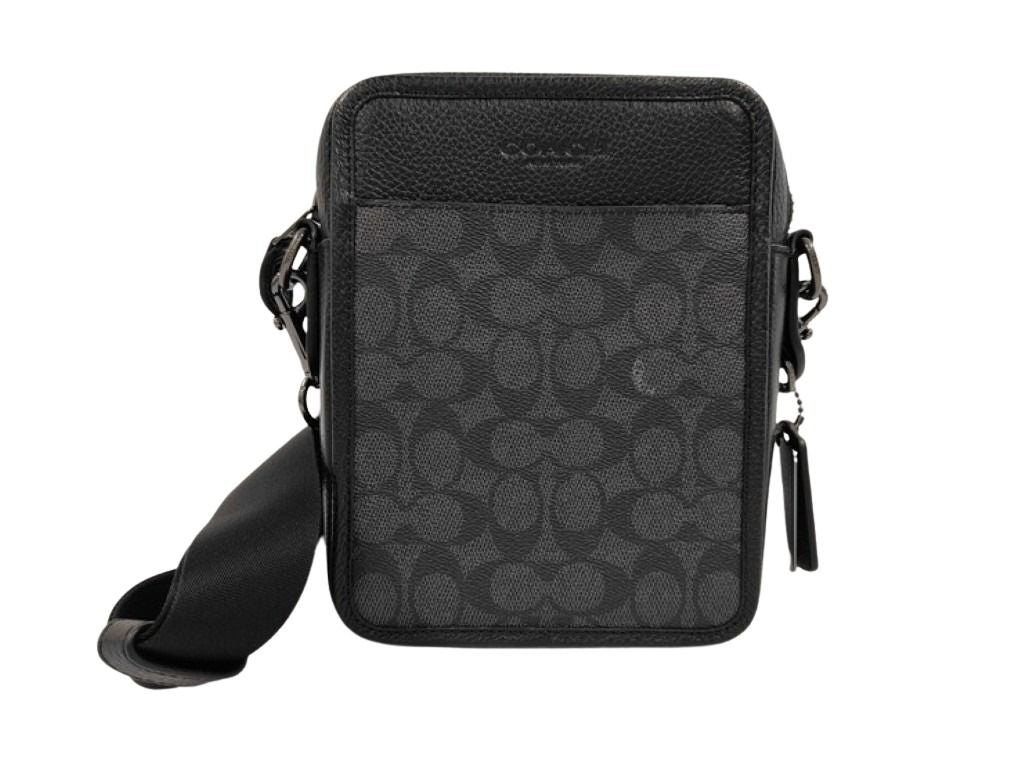 COACH コーチ ショルダーバッグ シグネチャー CW388 ブラック系 PVC レザー ユニセックス 美品