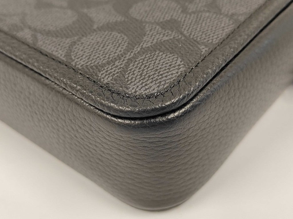 COACH コーチ ショルダーバッグ シグネチャー CW388 ブラック系 PVC レザー ユニセックス 美品
