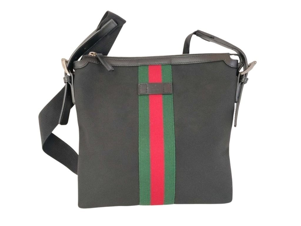 GUCCI グッチ ショルダーバッグ GGスプリーム オフィディア 387111 ブラック系 キャンバス レザー ユニセックス シェリー 美品