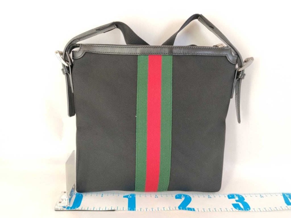 GUCCI グッチ ショルダーバッグ GGスプリーム オフィディア 387111 ブラック系 キャンバス レザー ユニセックス シェリー 美品