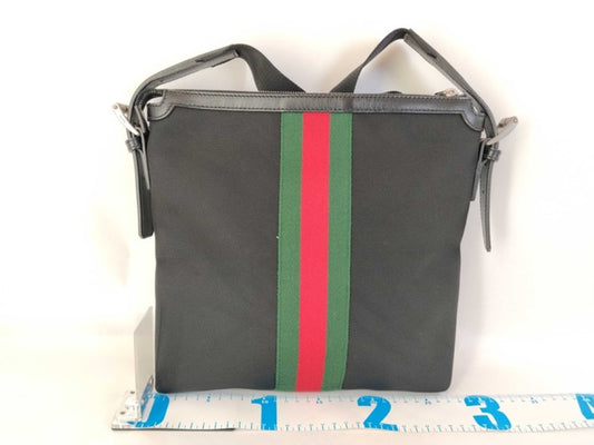 GUCCI グッチ ショルダーバッグ GGスプリーム オフィディア 387111 ブラック系 キャンバス レザー ユニセックス シェリー 美品