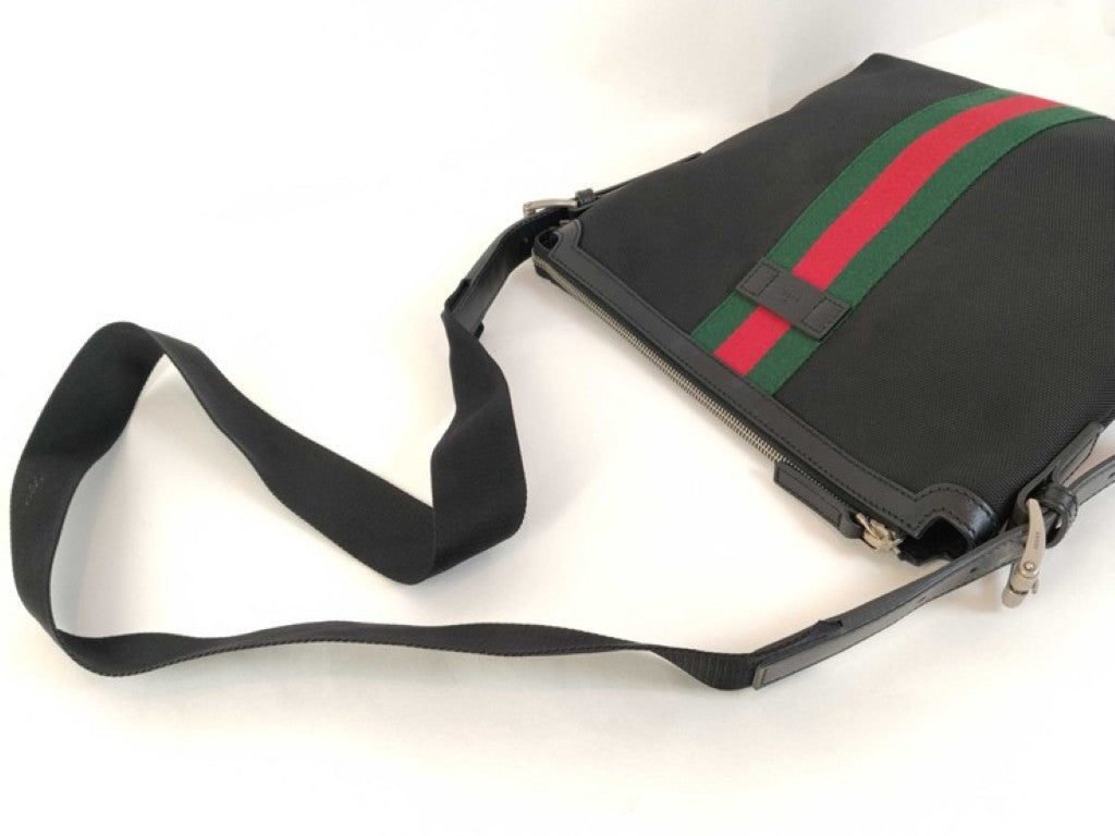 GUCCI グッチ ショルダーバッグ GGスプリーム オフィディア 387111 ブラック系 キャンバス レザー ユニセックス シェリー 美品