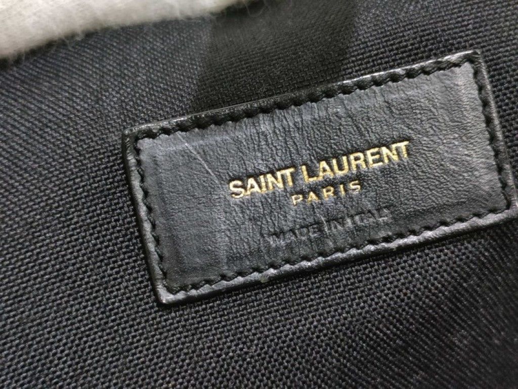 SAINT LAURENT サンローラン リュックサック ハンティング ロックサック 342609 ブラック系 キャンバス レザー ユニセックス バックパック シルバー金具 美品