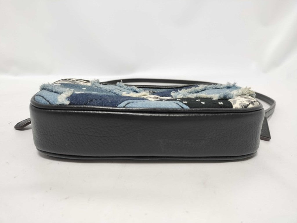 COACH コーチ ショルダーバッグ 65723 ブルー系 デニム レザー レディース パッチワーク 美品