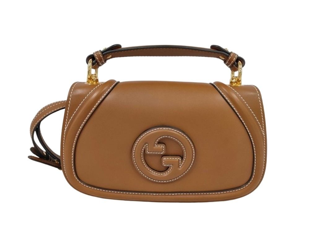 GUCCI グッチ ハンドバッグ ブロンディ ミディアム トップハンドルバッグ 815714 ブラウン系 レザー レディース 2WAY ショルダーバッグ ゴールド金具 美品