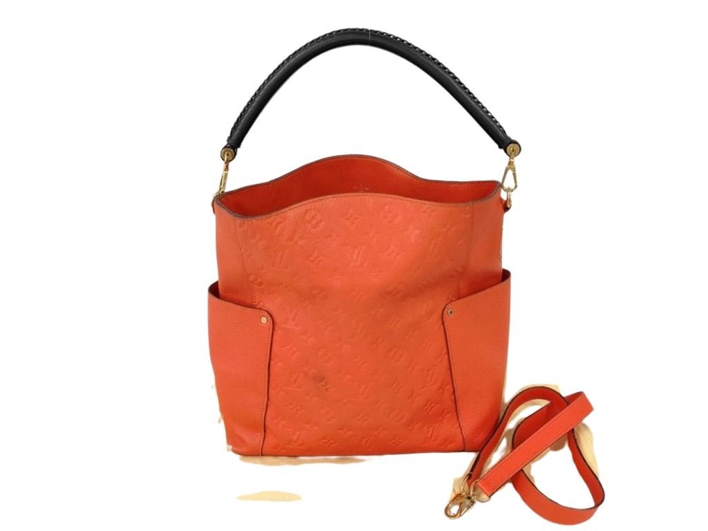 LOUIS VUITTON ルイヴィトン ショルダーバッグ バガテル M50074 アプリコ(オレンジ)系 モノグラムアンプラント レディース 2WAY ゴールド金具 美品