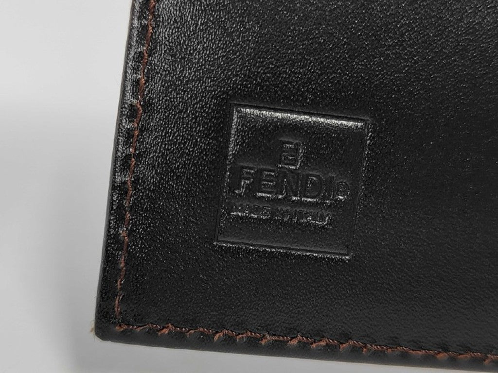 FENDI フェンディ 3つ折り財布 ズッカ柄 8M0011 ブラウン系 キャンバス レザー レディース 美品
