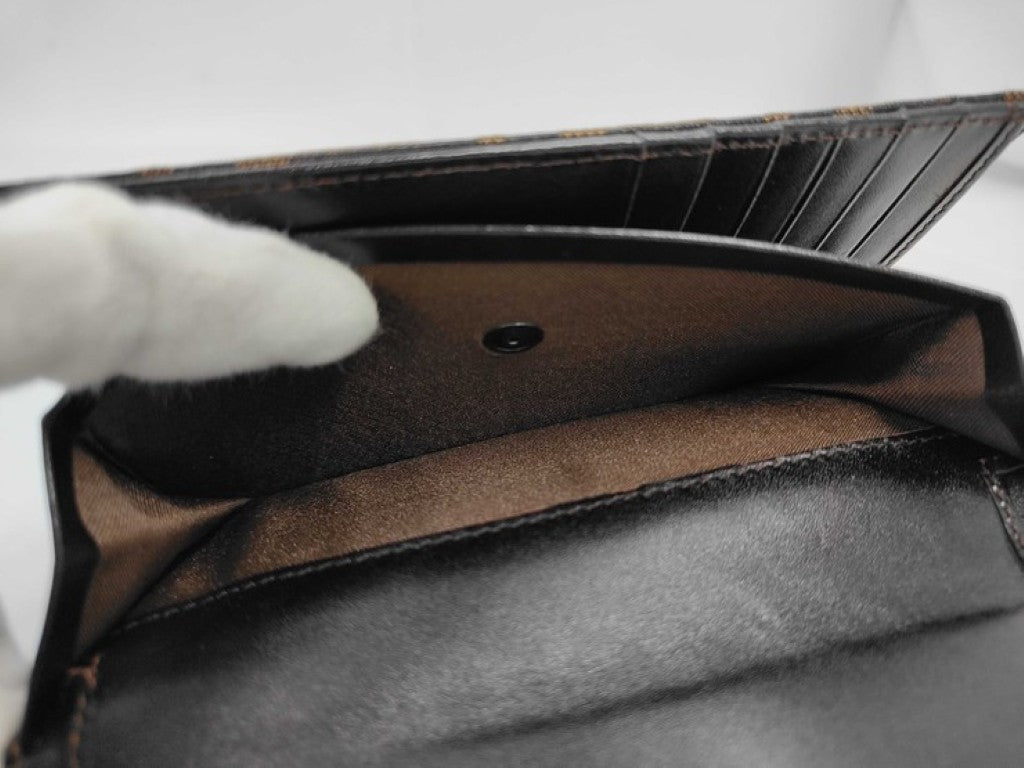 FENDI フェンディ 3つ折り財布 ズッカ柄 8M0011 ブラウン系 キャンバス レザー レディース 美品
