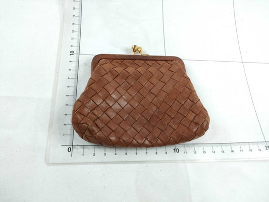 BOTTEGA VENETA ボッテガヴェネタ コインケース イントレチャート ブラウン系 レザー レディース がま口 ゴールド金具