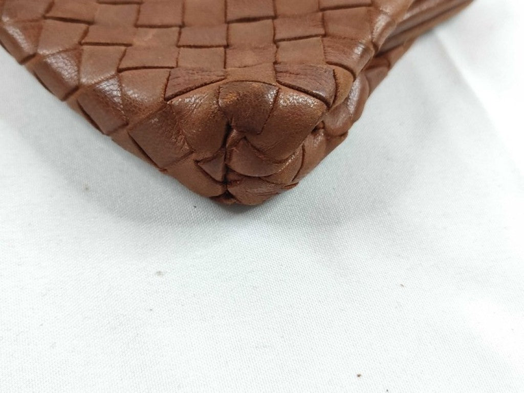 BOTTEGA VENETA ボッテガヴェネタ コインケース イントレチャート ブラウン系 レザー レディース がま口 ゴールド金具