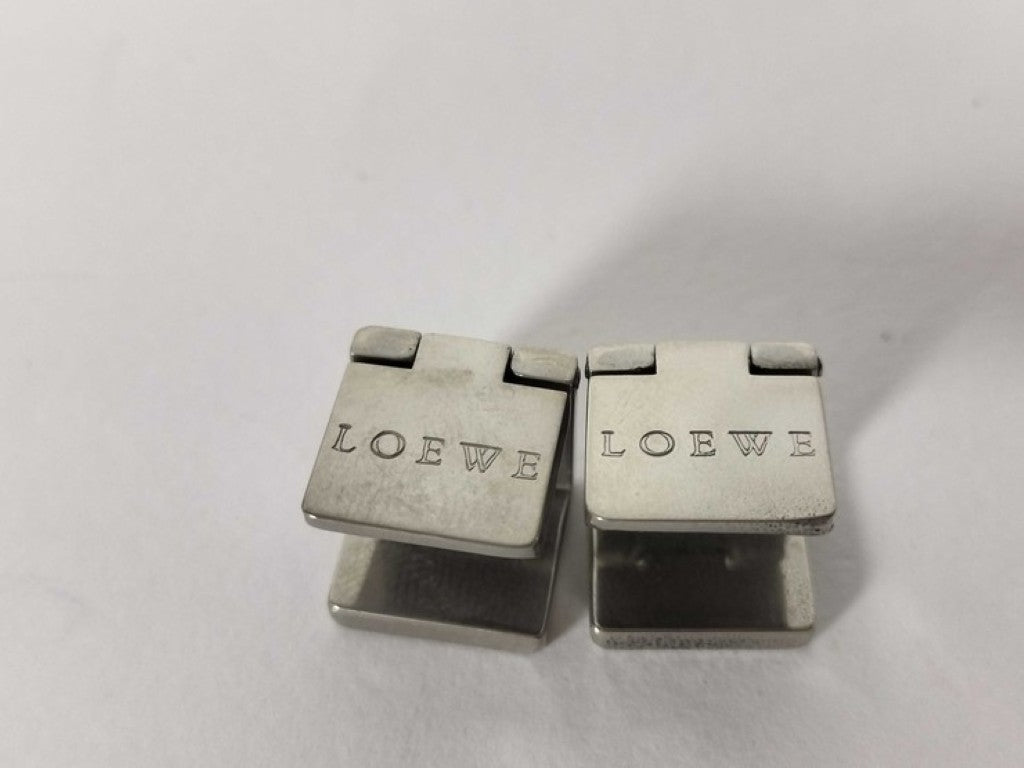 LOEWE ロエベ カフス アナグラム キューブ カフス シルバー系 メタル メンズ カフリンクス 美品
