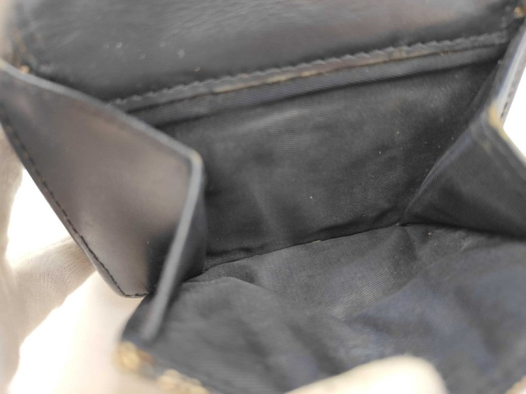 ChristianDior クリスチャンディオール 3つ折り財布 トロッター サドル ロータスウォレット ネイビー系 キャンバス レザー レディース ゴールド金具