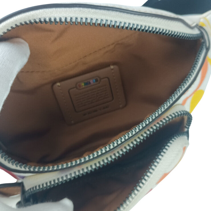 COACH コーチ ウエストバッグ スプリント ベルトバッグ 24 CJ682 チョークマルチ系 PVC レザー ユニセックス ボディバッグ シグネチャー 美品
