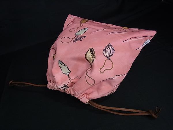 LOEWE ロエベ ポーチ パウラズ イビザ ドローストリング 692118 ピンク系 キャンバス レディース 美品
