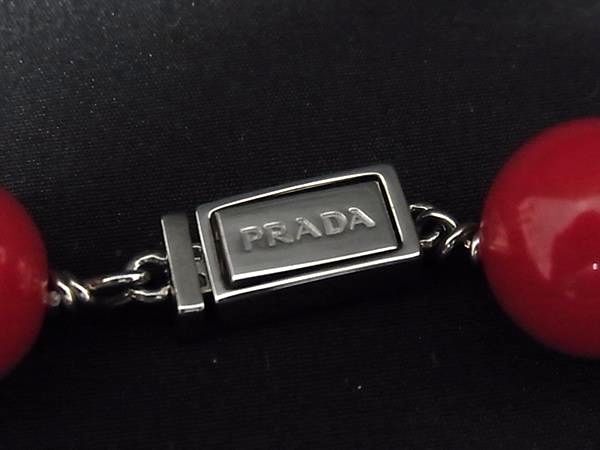 PRADA プラダ ネックレス 1JC058 レッド シルバー PLEX クリスタル レディース バード トリ フラワー ハナ 美品