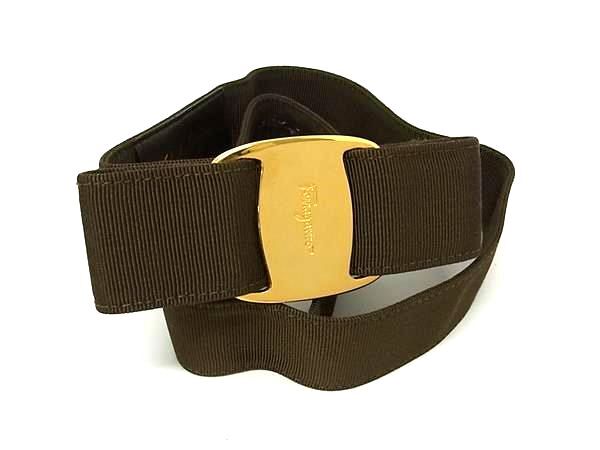 Salvatore Ferragamo フェラガモ ベルト ヴァラ カーキ キャンバス レディース