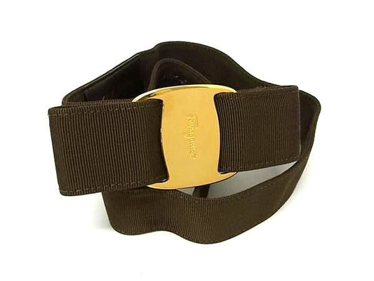 Salvatore Ferragamo フェラガモ ベルト ヴァラ カーキ キャンバス レディース