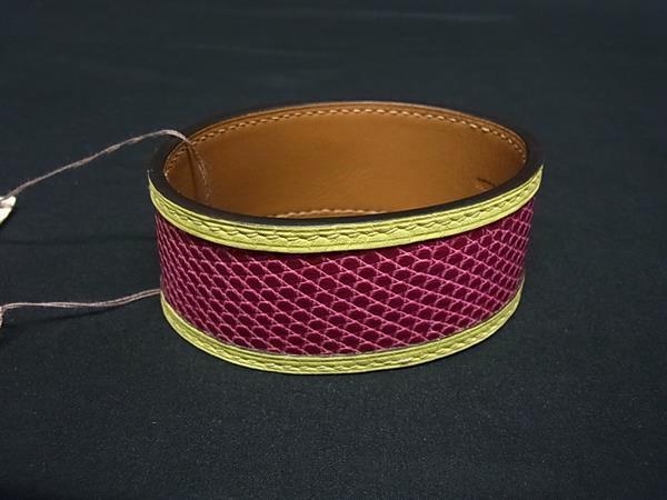 HERMES エルメス バングル プティアッシュ ブレイド 100513844 ピンク イエロー リザード レディース 新品未使用展示品