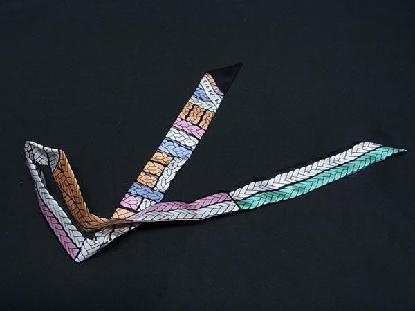 HERMES エルメス リボンスカーフ TWILLY DOLL ツイリードール マルチカラー シルク100% レディース TRESS H トレスH 超美品
