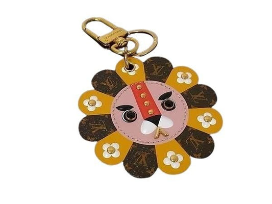 LOUIS VUITTON ルイヴィトン キーホルダー ポルトクレ ファン フェイス ライオン M68475 ブラウン系 モノグラム ユニセックス スタッズ