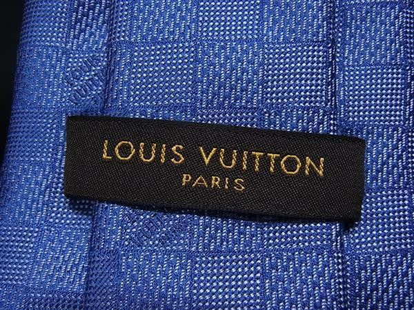 LOUIS VUITTON ルイヴィトン ネクタイ クラヴァット ダミエ クラシック ブルー系 シルク100％ メンズ 超美品