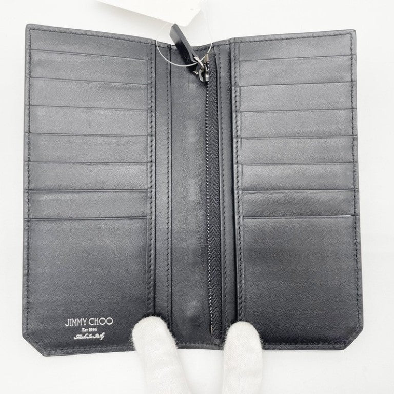 JIMMY CHOO ジミーチュウ 長財布 COOPER クーパー ブラック系 レザー ユニセックス スタースタッズ 二つ折り 美品