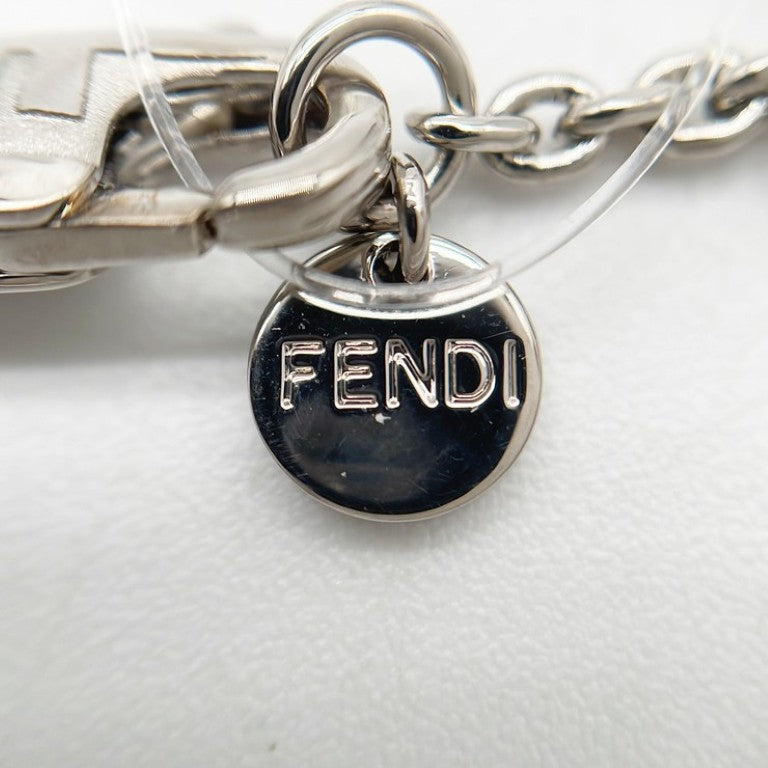 FENDI フェンディ ブレスレット シルバー系 メタル レディース FFロゴ ラインストーン 美品