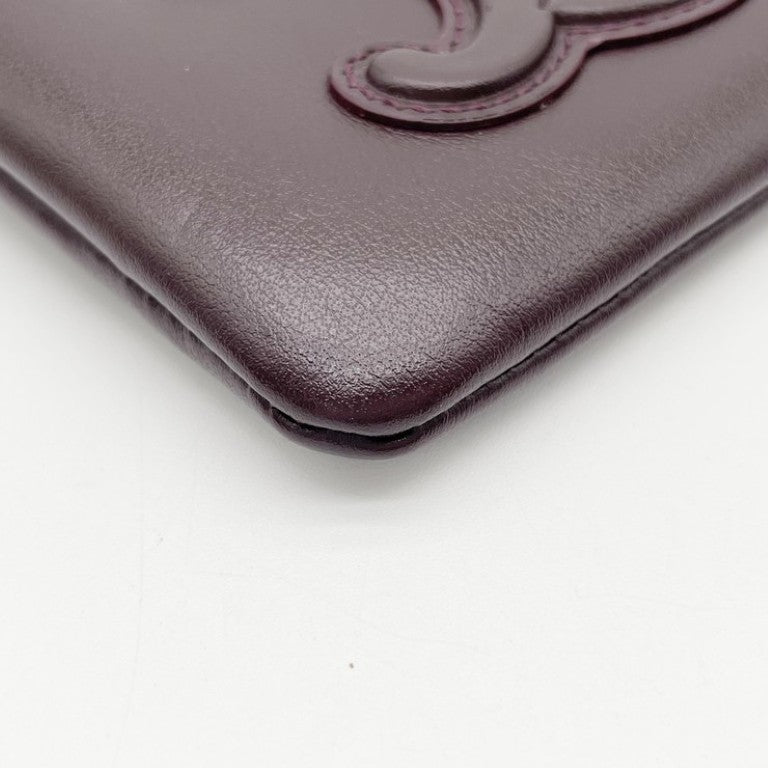 CELINE セリーヌ コインケース キュイルトリオンフ コインパース ボルドー系 レザー レディース ゴールド金具 美品