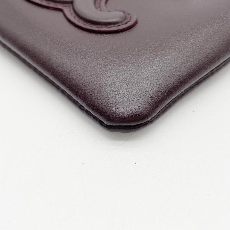 CELINE セリーヌ コインケース キュイルトリオンフ コインパース ボルドー系 レザー レディース ゴールド金具 美品