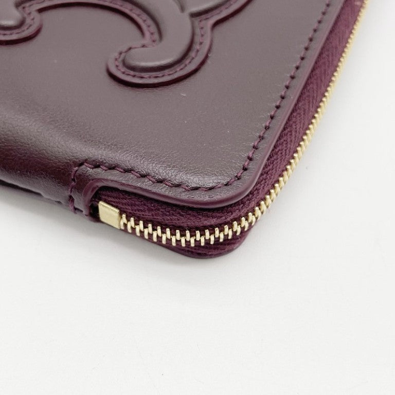 CELINE セリーヌ コインケース キュイルトリオンフ コインパース ボルドー系 レザー レディース ゴールド金具 美品