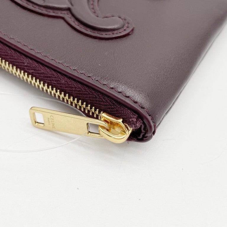 CELINE セリーヌ コインケース キュイルトリオンフ コインパース ボルドー系 レザー レディース ゴールド金具 美品