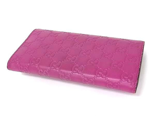 GUCCI グッチ 長財布 グッチシマ メタルリボン ジップアラウンドウォレット 388679 パープル系 レザー レディース 美品