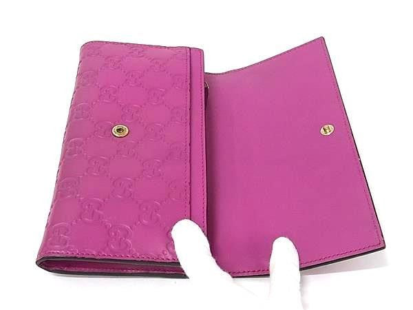 GUCCI グッチ 長財布 グッチシマ メタルリボン ジップアラウンドウォレット 388679 パープル系 レザー レディース 美品