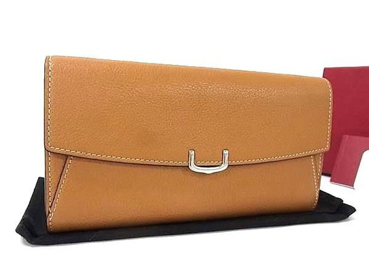 Cartier カルティエ 長財布 C ドゥ カルティエ インターナショナルウォレット L3001511 ブラウン系 レザー レディース フラップウォレット シルバー金具 美品