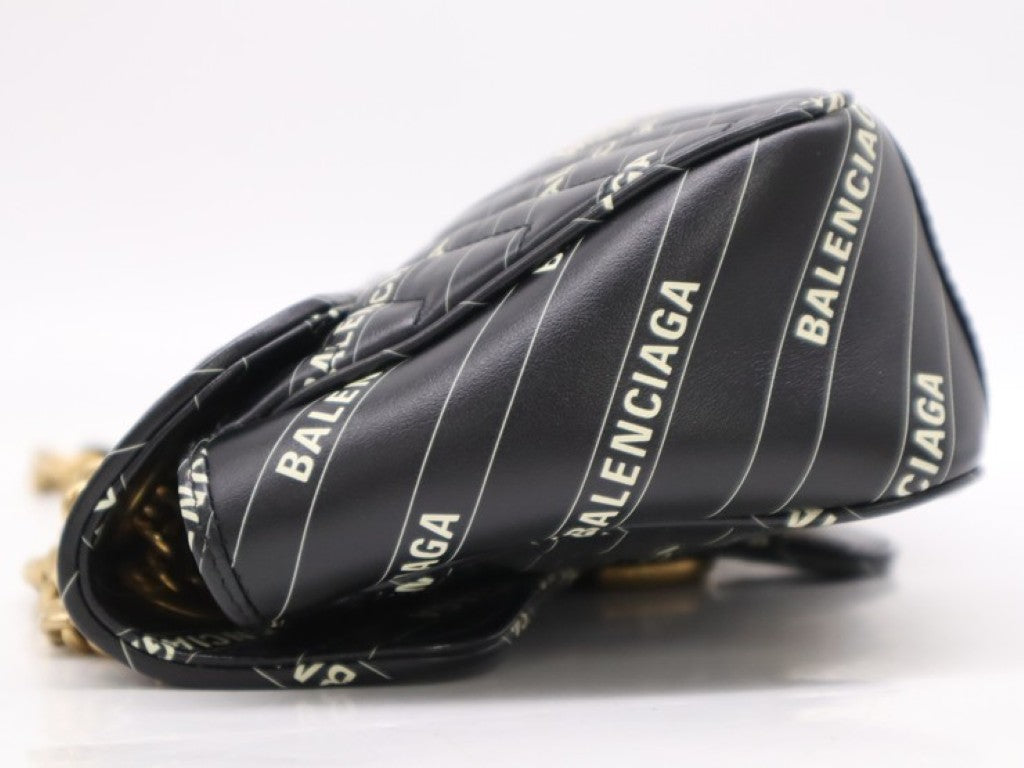 GUCCI グッチ ショルダーバッグ ハッカープロジェクト GGマーモント 443497 ブラック系 レザー レディース BALENCIAGA バレンシアガコラボ キルティング ゴールド金具 美品