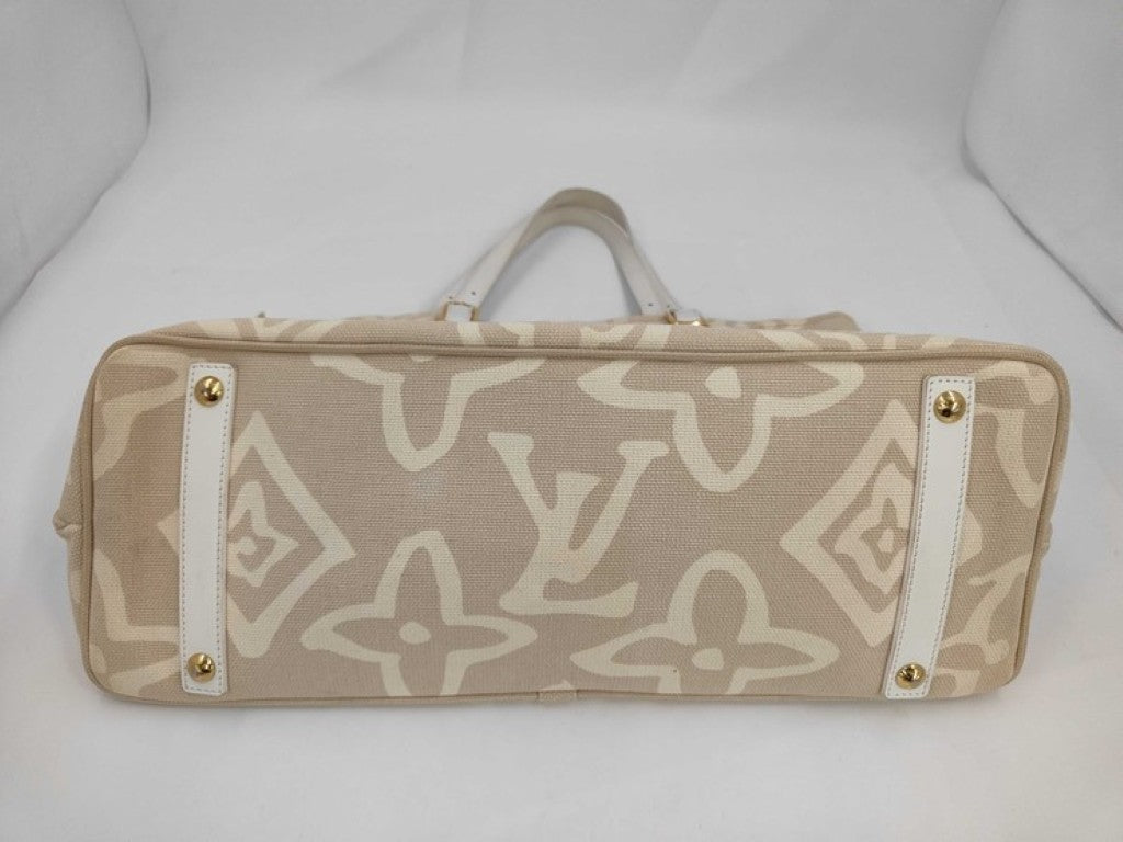 LOUIS VUITTON ルイヴィトン トートバッグ クルーズライン タイシエンヌPM M95674 サーブル（ベージュ系） レザー キャンバス レディース ゴールド金具 美品