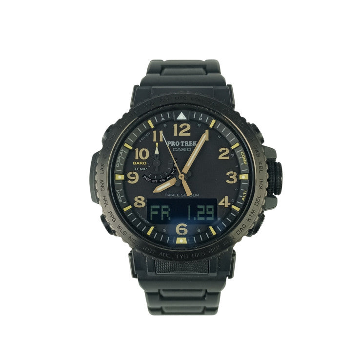 CASIO カシオ 時計 PRO TREK プロトレック Climber Line PRW-50FC-1JF ブラック系 樹脂／ステンレススチール コンポジットバンド（メタル／樹脂） メンズ アナデジ 美品