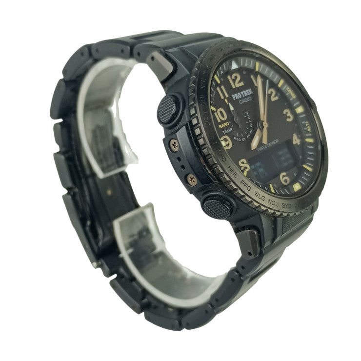 CASIO カシオ 時計 PRO TREK プロトレック Climber Line PRW-50FC-1JF ブラック系 樹脂／ステンレススチール コンポジットバンド（メタル／樹脂） メンズ アナデジ 美品
