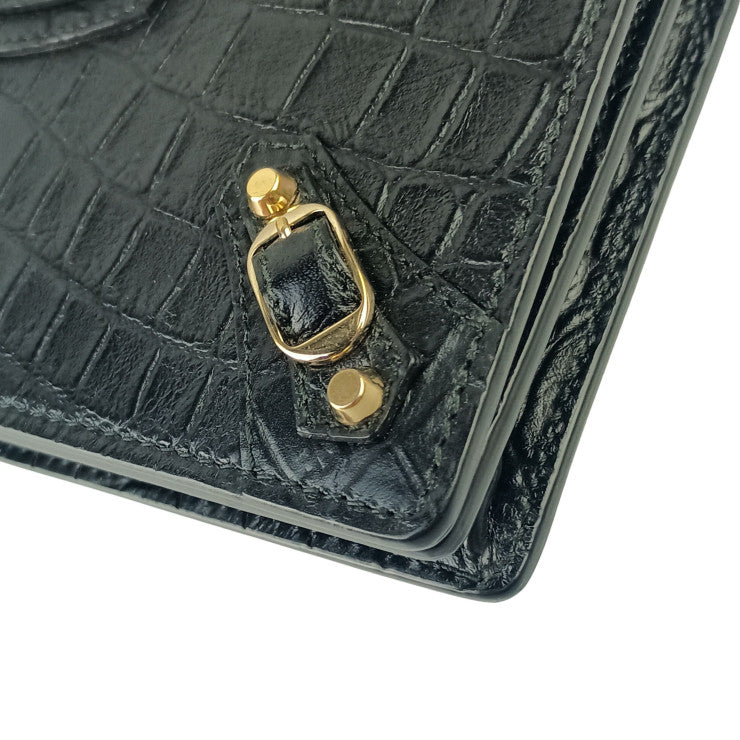 BALENCIAGA バレンシアガ ショルダーバッグ チェーンウォレット 444168 ブラック系 レザー レディース 2WAY ゴールド金具 美品