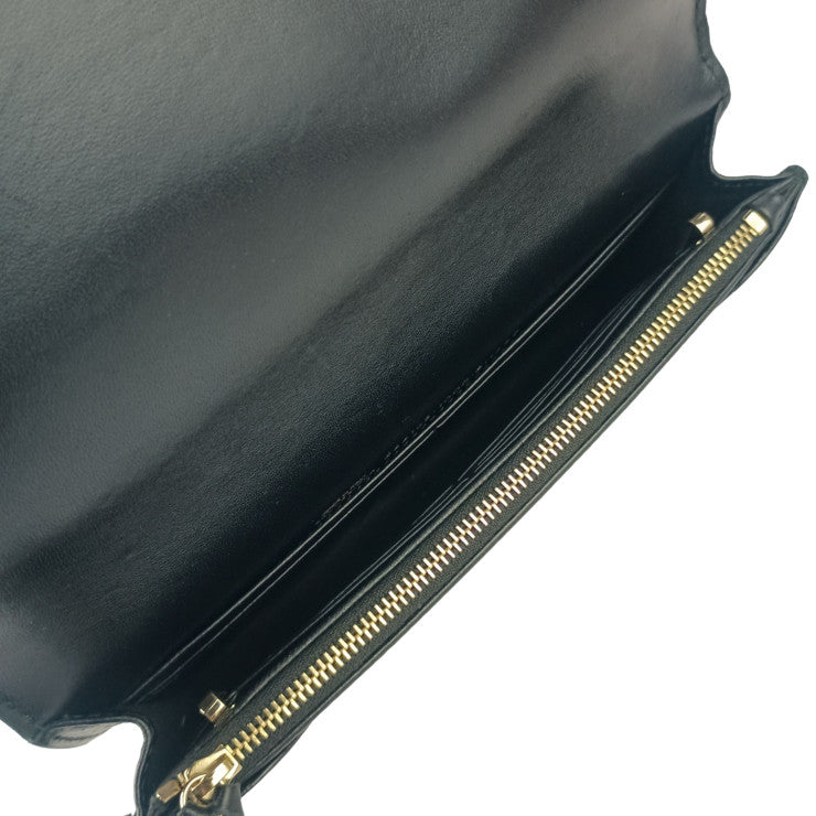 BALENCIAGA バレンシアガ ショルダーバッグ チェーンウォレット 444168 ブラック系 レザー レディース 2WAY ゴールド金具 美品