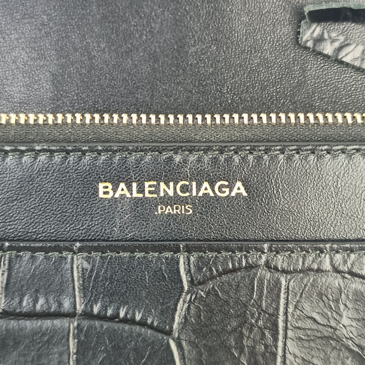 BALENCIAGA バレンシアガ ショルダーバッグ チェーンウォレット 444168 ブラック系 レザー レディース 2WAY ゴールド金具 美品