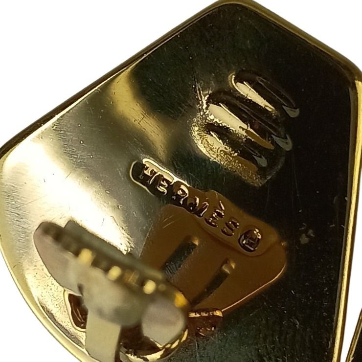HERMES エルメス イヤリング エマイユ マルチカラー系 メタル×七宝焼き（エナメル） レディース ライオン アニマル 扇形 美品